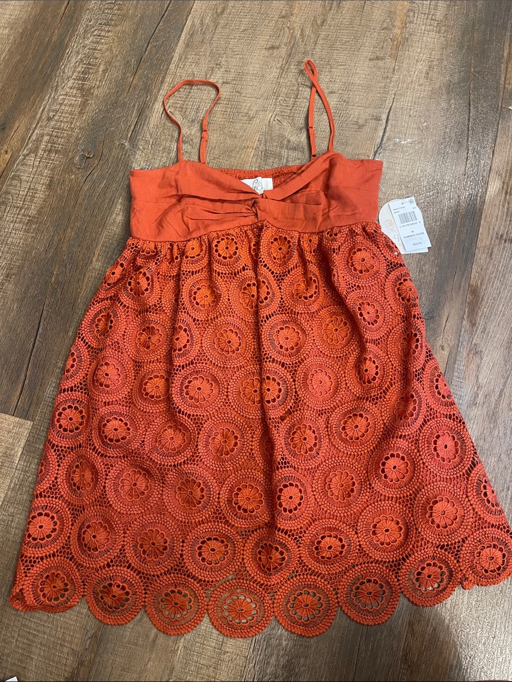 Women’s Orange Lace Sundress - rowa
